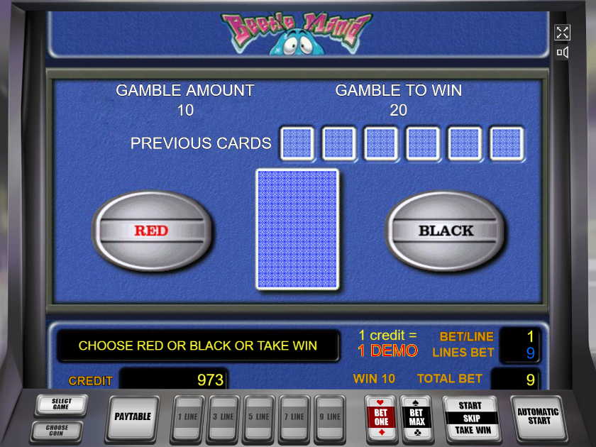 Риск игра для удвоения выигрыша, слот Битл Мания Риск раунд в игровом аппарате Жуки от Novomatic