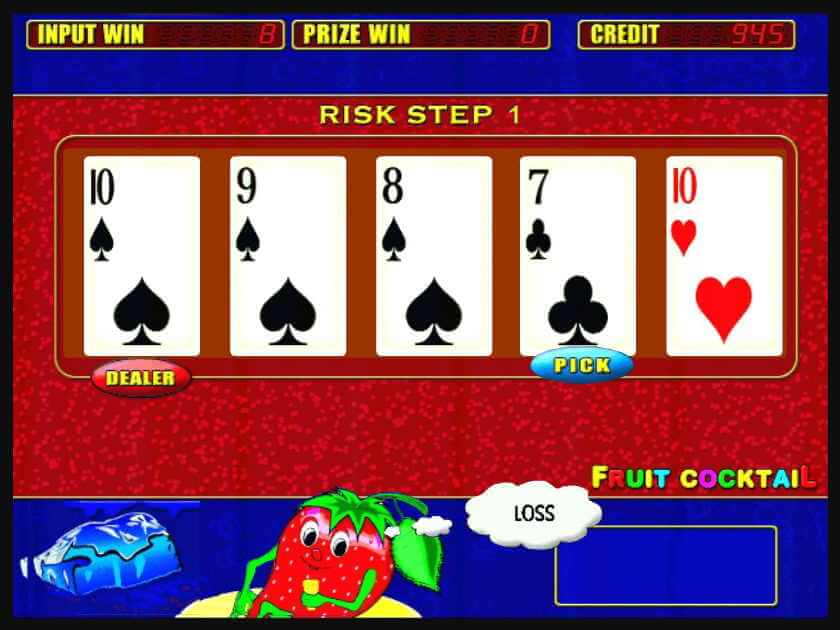 Игра на удвоение Клубнички Играть с риском в Фруктовый Коктейль